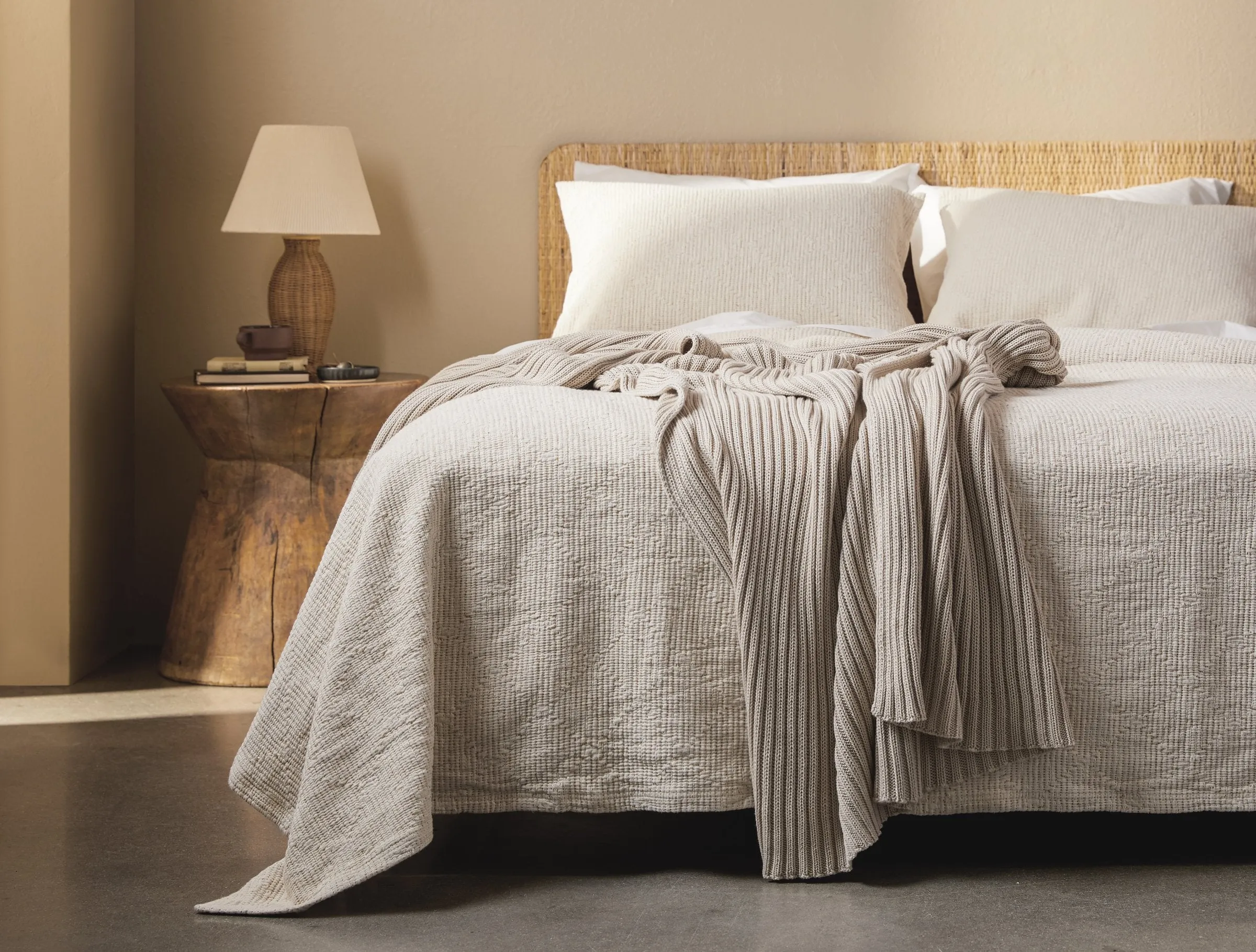 Oversized Rib Knit Throw (Flax)