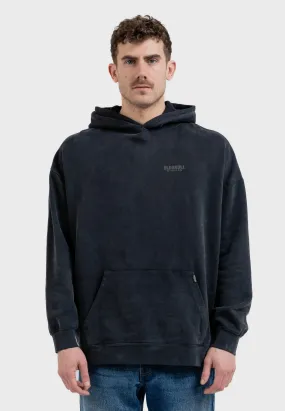 Oversized spectral-reflective Logo Garment Dyed Hoodie Black