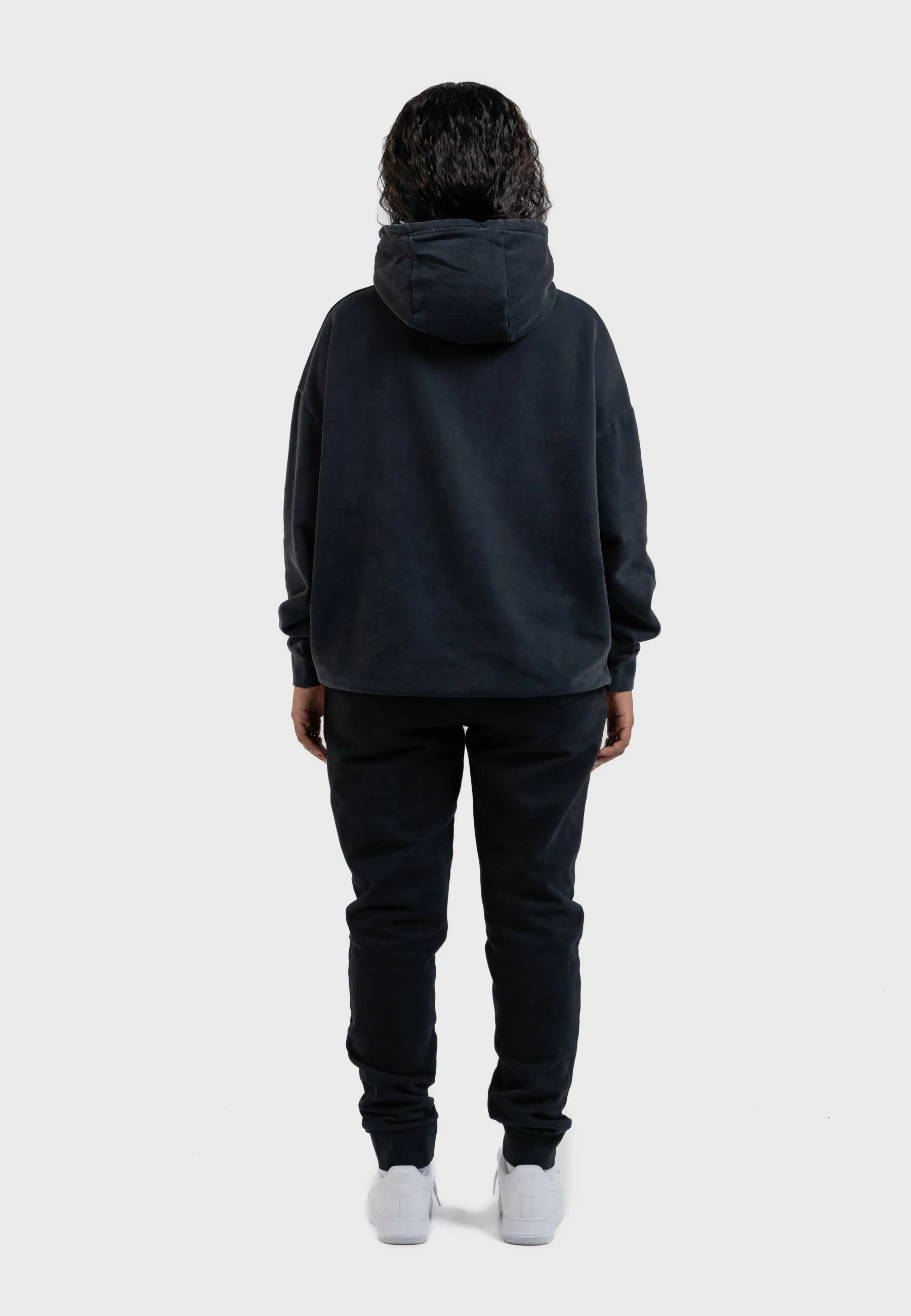 Oversized spectral-reflective Logo Garment Dyed Hoodie Black