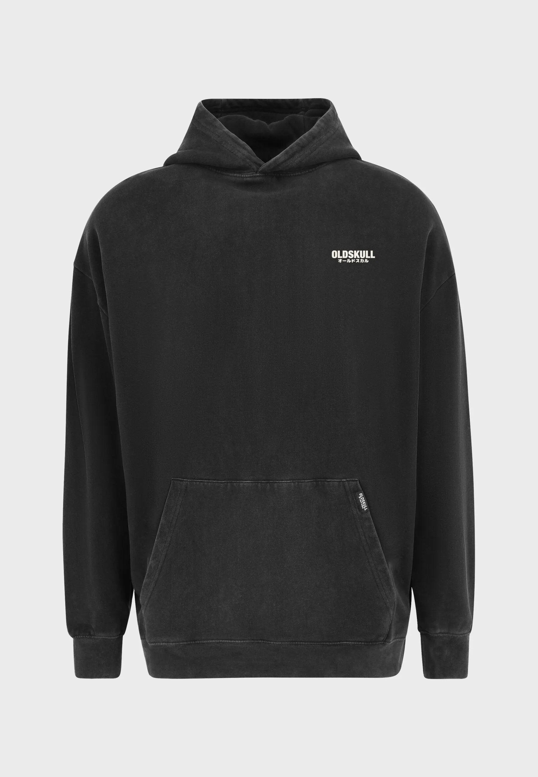 Oversized spectral-reflective Logo Garment Dyed Hoodie Black