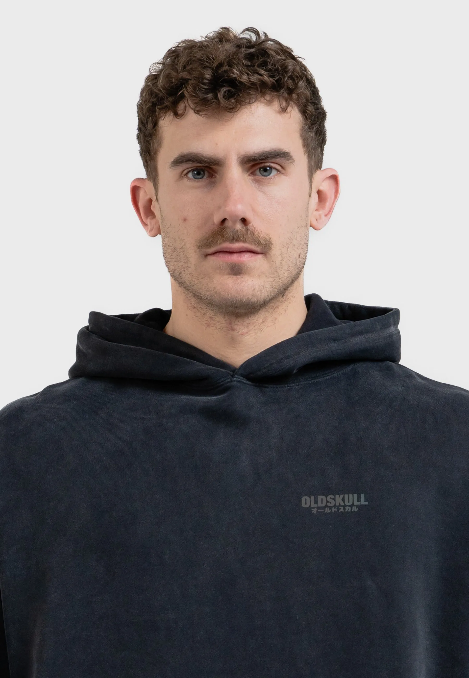 Oversized spectral-reflective Logo Garment Dyed Hoodie Black