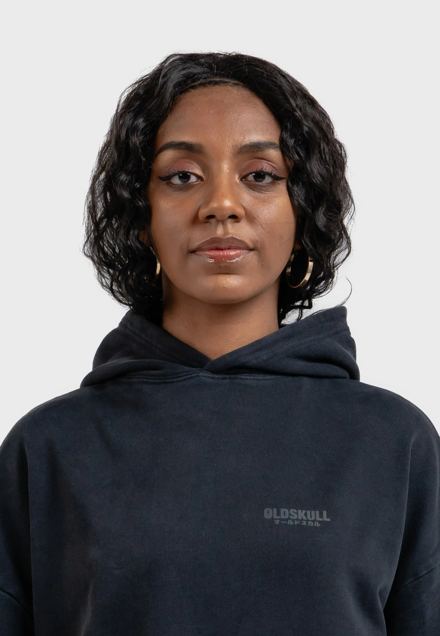 Oversized spectral-reflective Logo Garment Dyed Hoodie Black