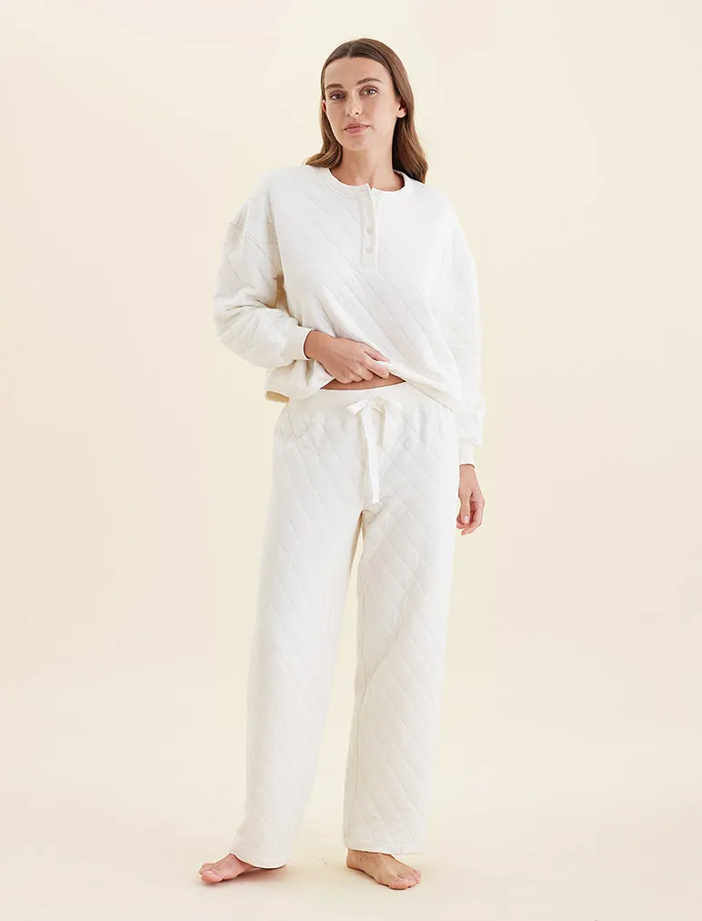 Quilted Cotton Straight Leg Pant
