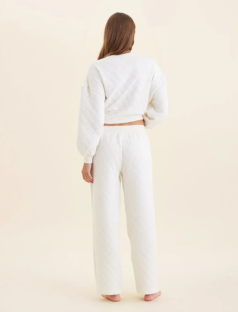 Quilted Cotton Straight Leg Pant