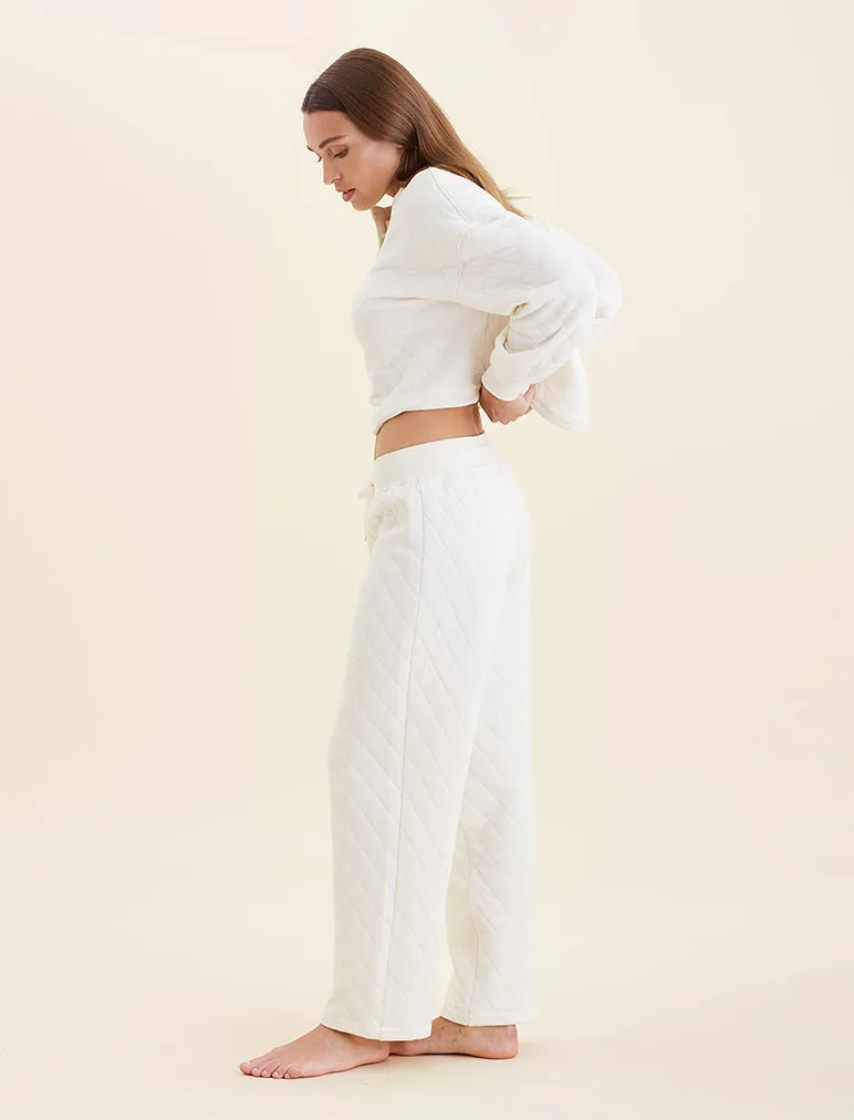 Quilted Cotton Straight Leg Pant