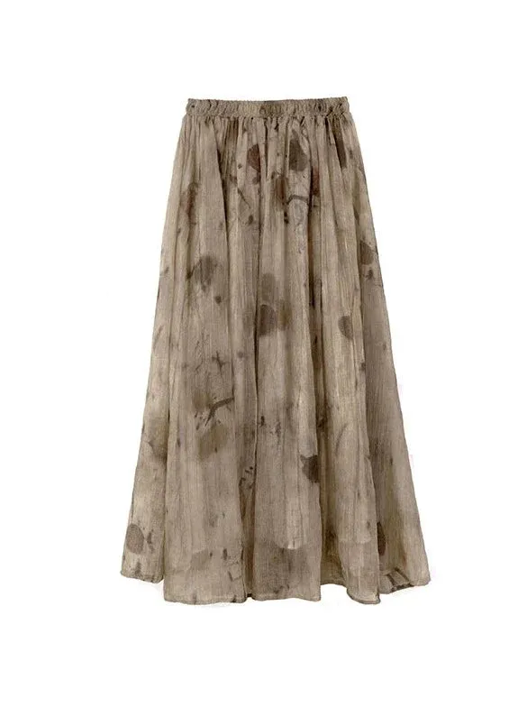 Retro Print Ink Flared Skirt