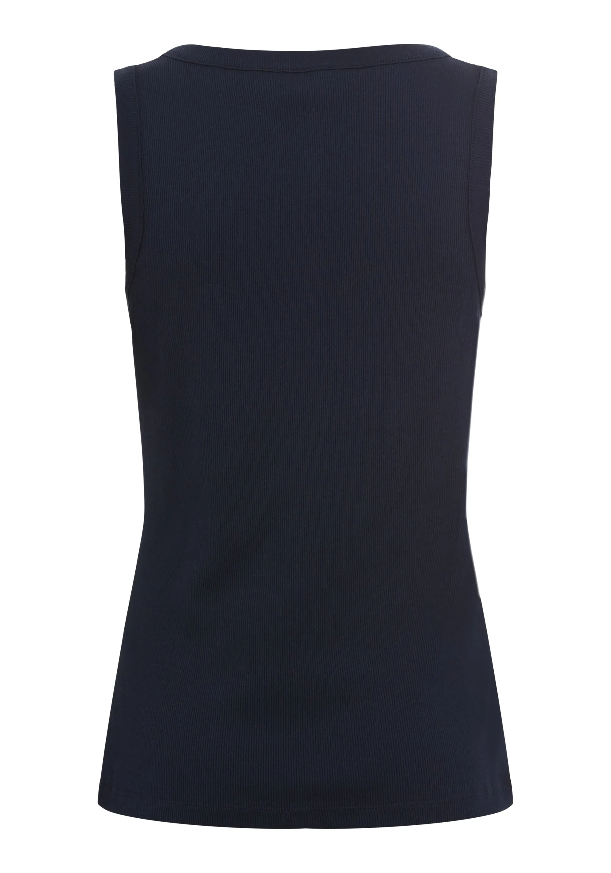Rounded V-Neck Rib Knit Shell