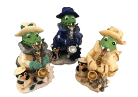 Saxophone & Sweater Gator Figurine - 3 Colors