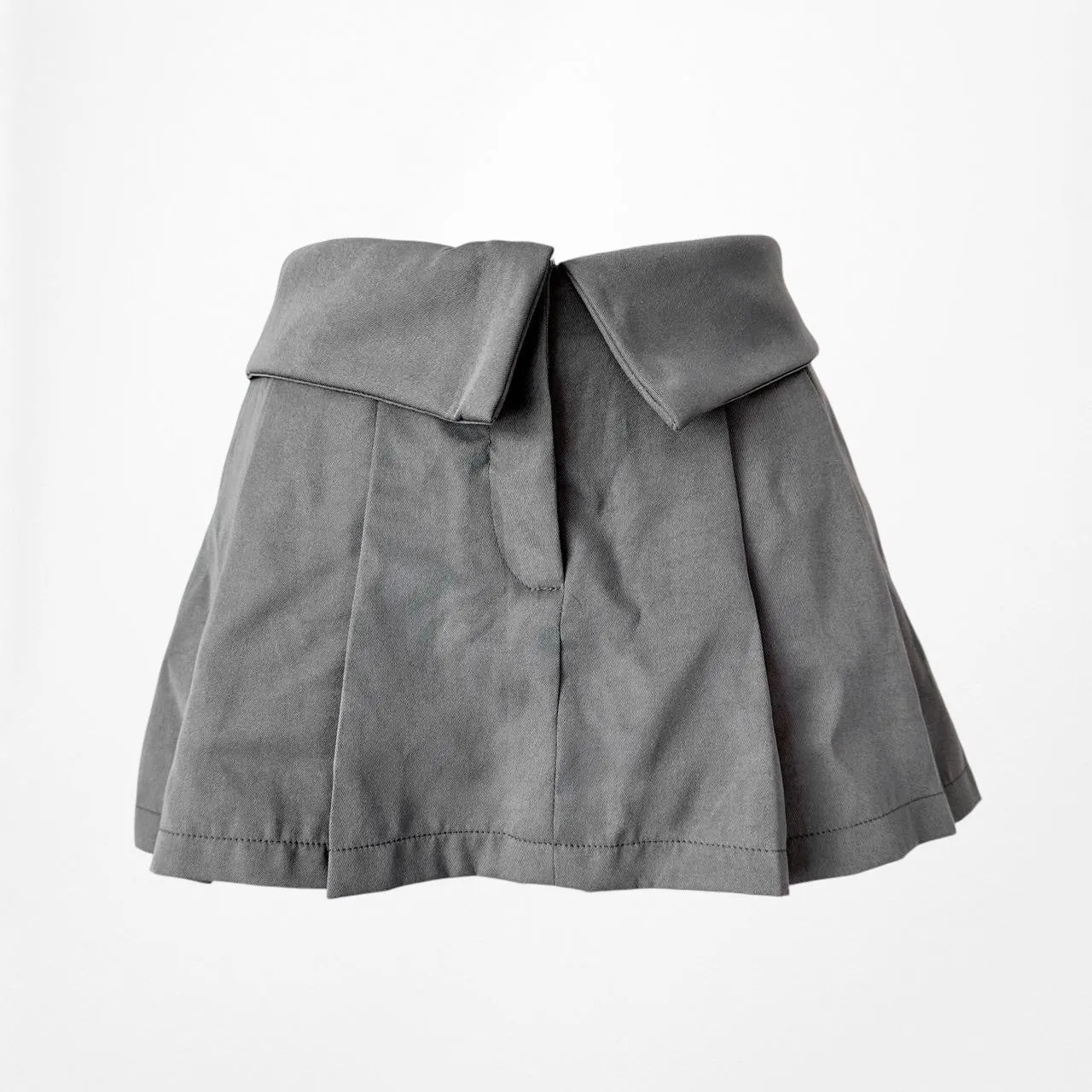 Shein Gray Mid Rise Pleated Flared Skater Mini Skirt Skort Size S