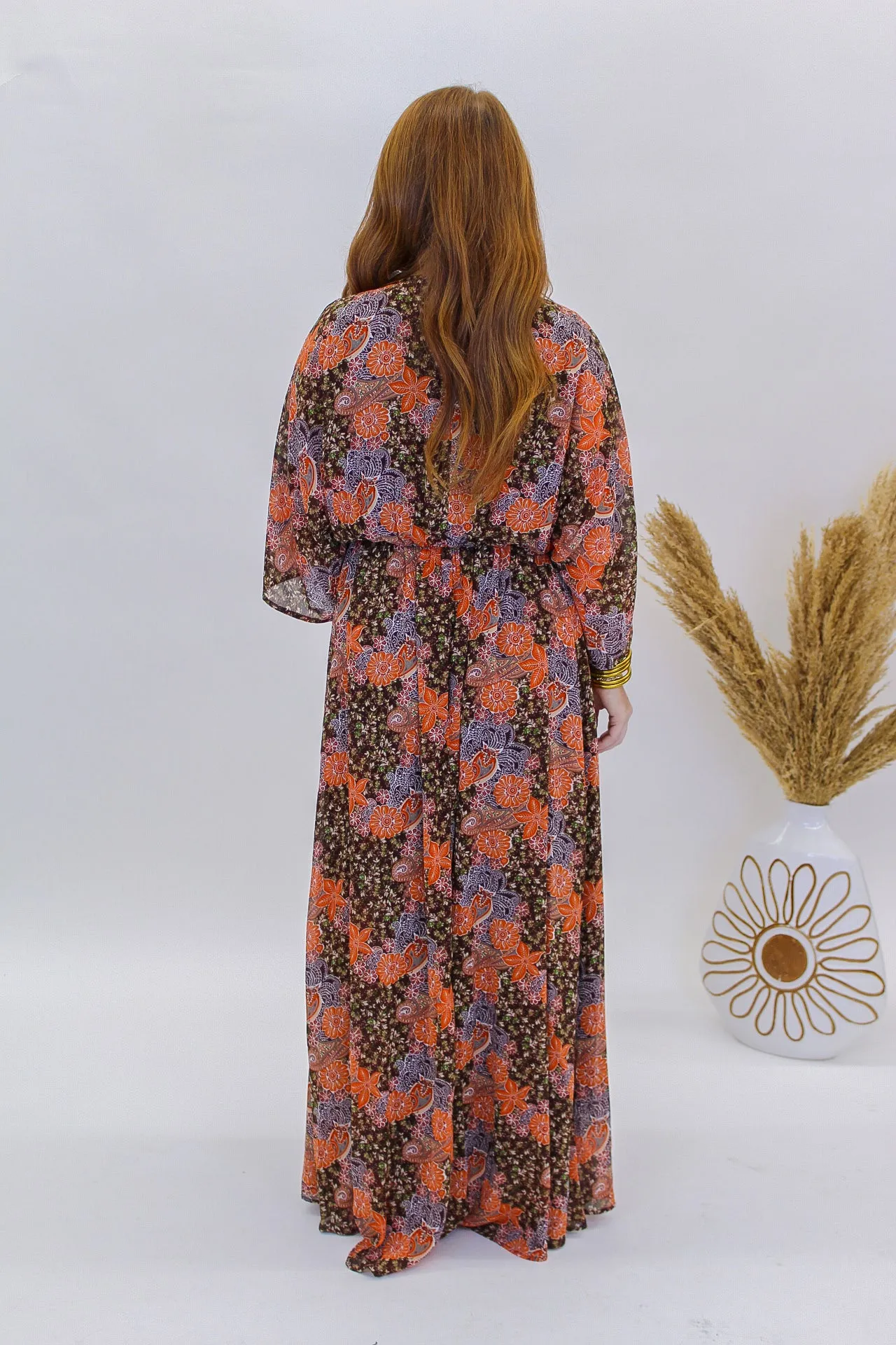 Speak Chic Floral Maxi Dress- Brown