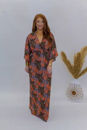Speak Chic Floral Maxi Dress- Brown
