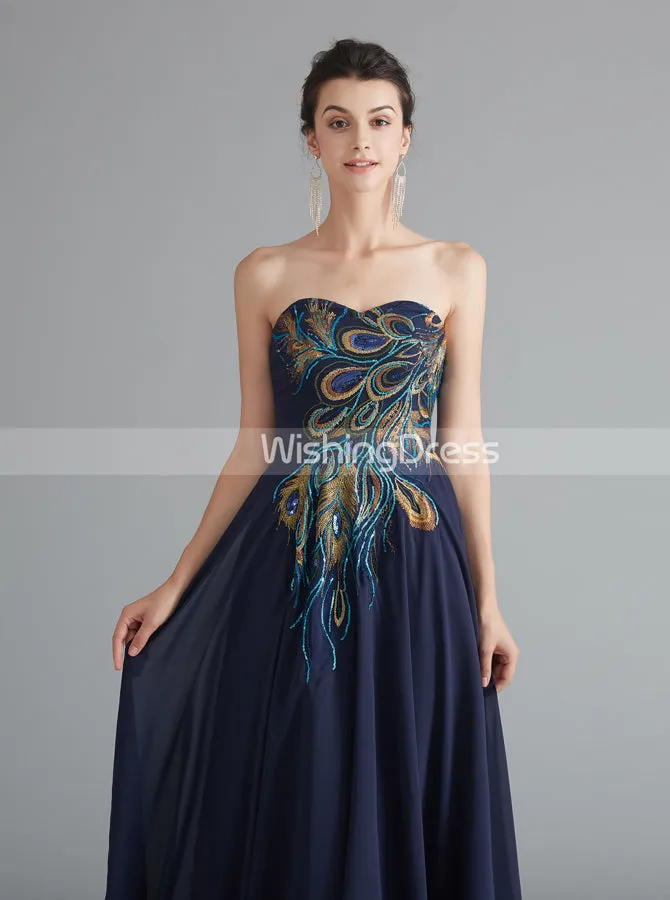 Strapless Evening Dresses,Dark Navy Homecoming Dress,Simple Prom Dress,HC00201