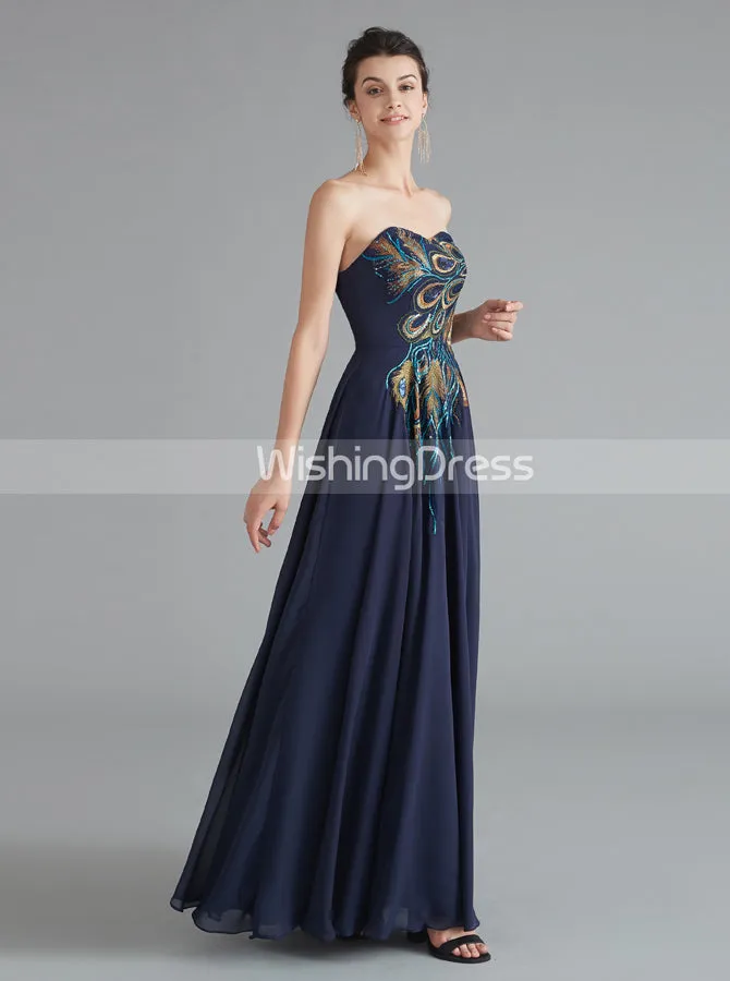 Strapless Evening Dresses,Dark Navy Homecoming Dress,Simple Prom Dress,HC00201