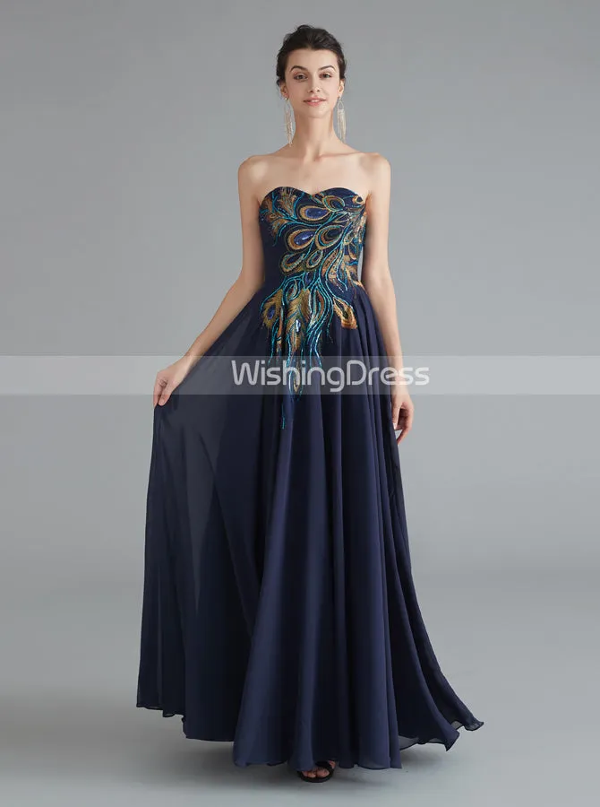 Strapless Evening Dresses,Dark Navy Homecoming Dress,Simple Prom Dress,HC00201