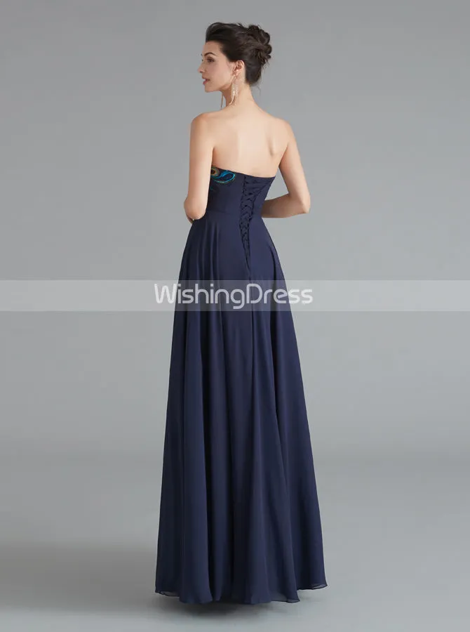 Strapless Evening Dresses,Dark Navy Homecoming Dress,Simple Prom Dress,HC00201