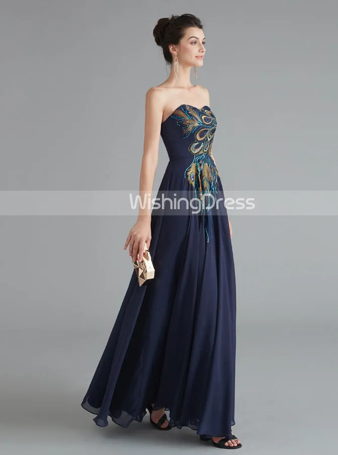 Strapless Evening Dresses,Dark Navy Homecoming Dress,Simple Prom Dress,HC00201