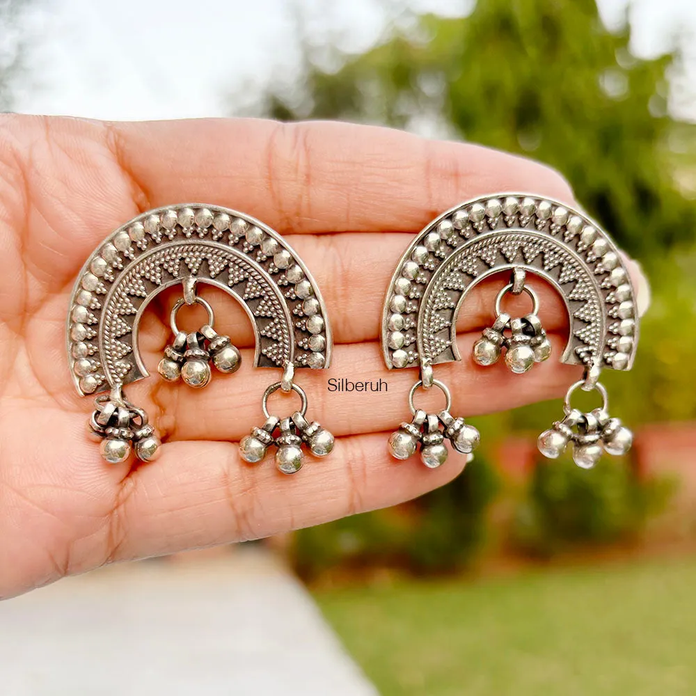 Sunrise Oxidised Silver Stud Earring
