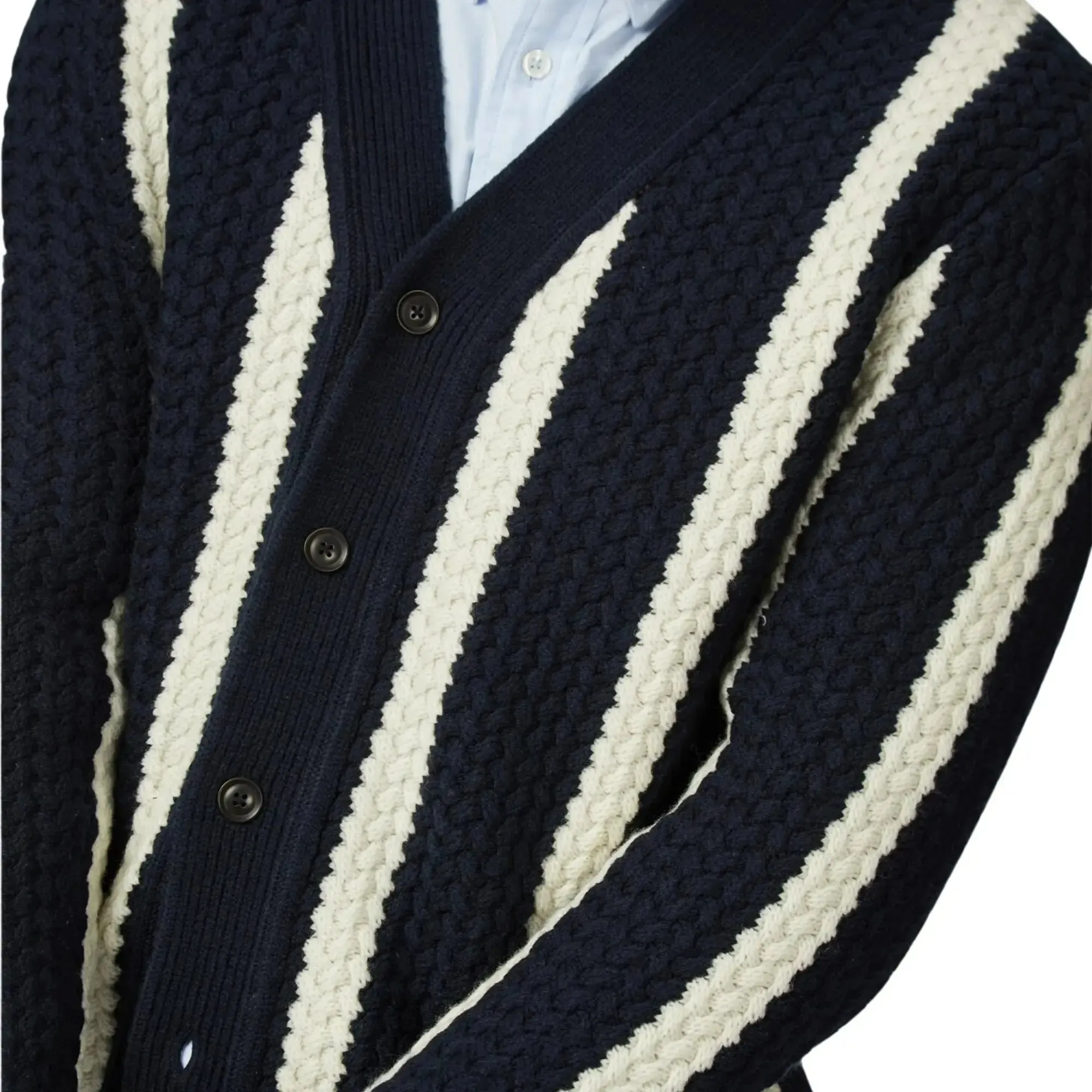 Textured Navy Stripe Cardigan