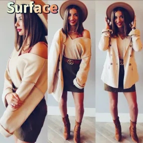 The Sang SURFACE NotchNeck WaistCrop LightWeight Sweater Top