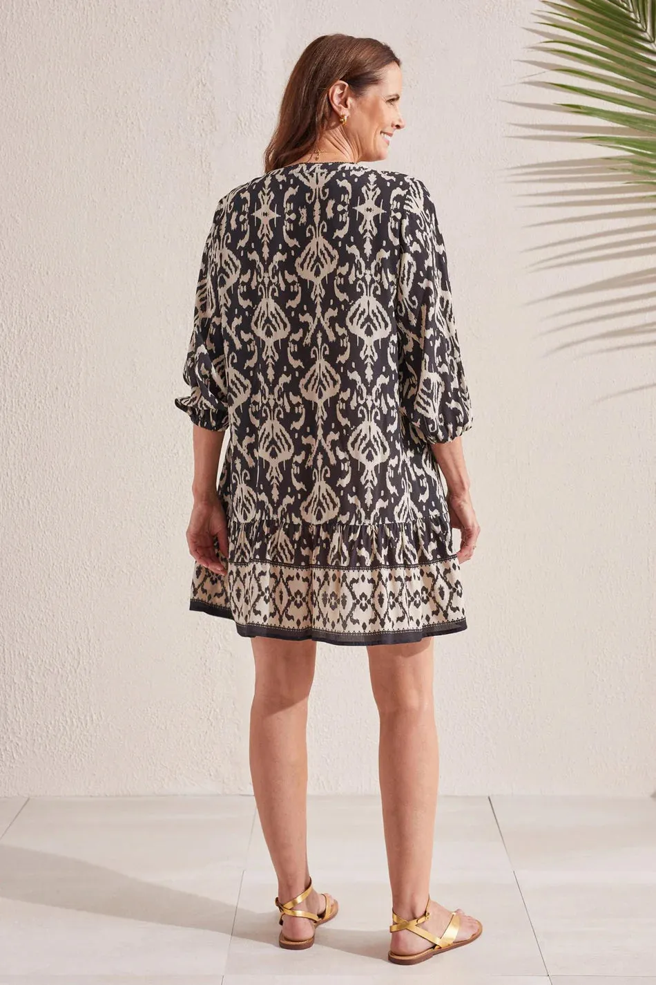 TR1833o 3/4 Sleeve Dress W/ Bottom Frill