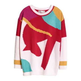 Unicorn Color Block Double Jersey Intarsia Knit Jumper