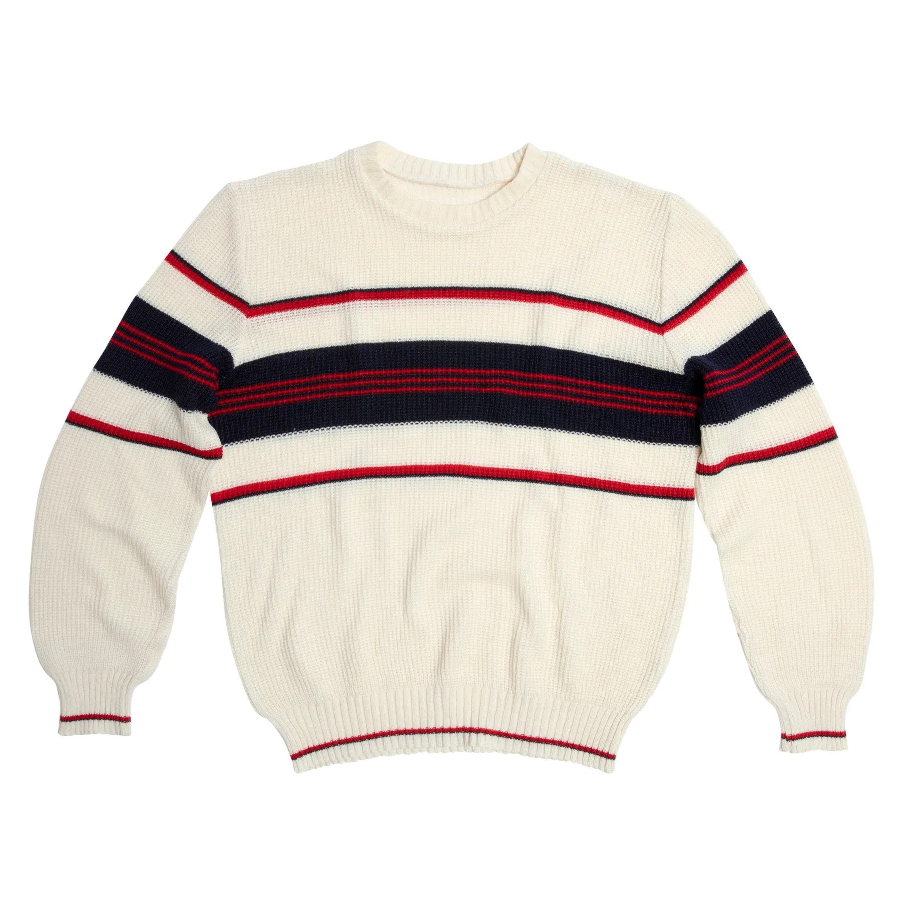 Varsity Intarsia Waffle Stitch Crew Neck Pullover Sweater
