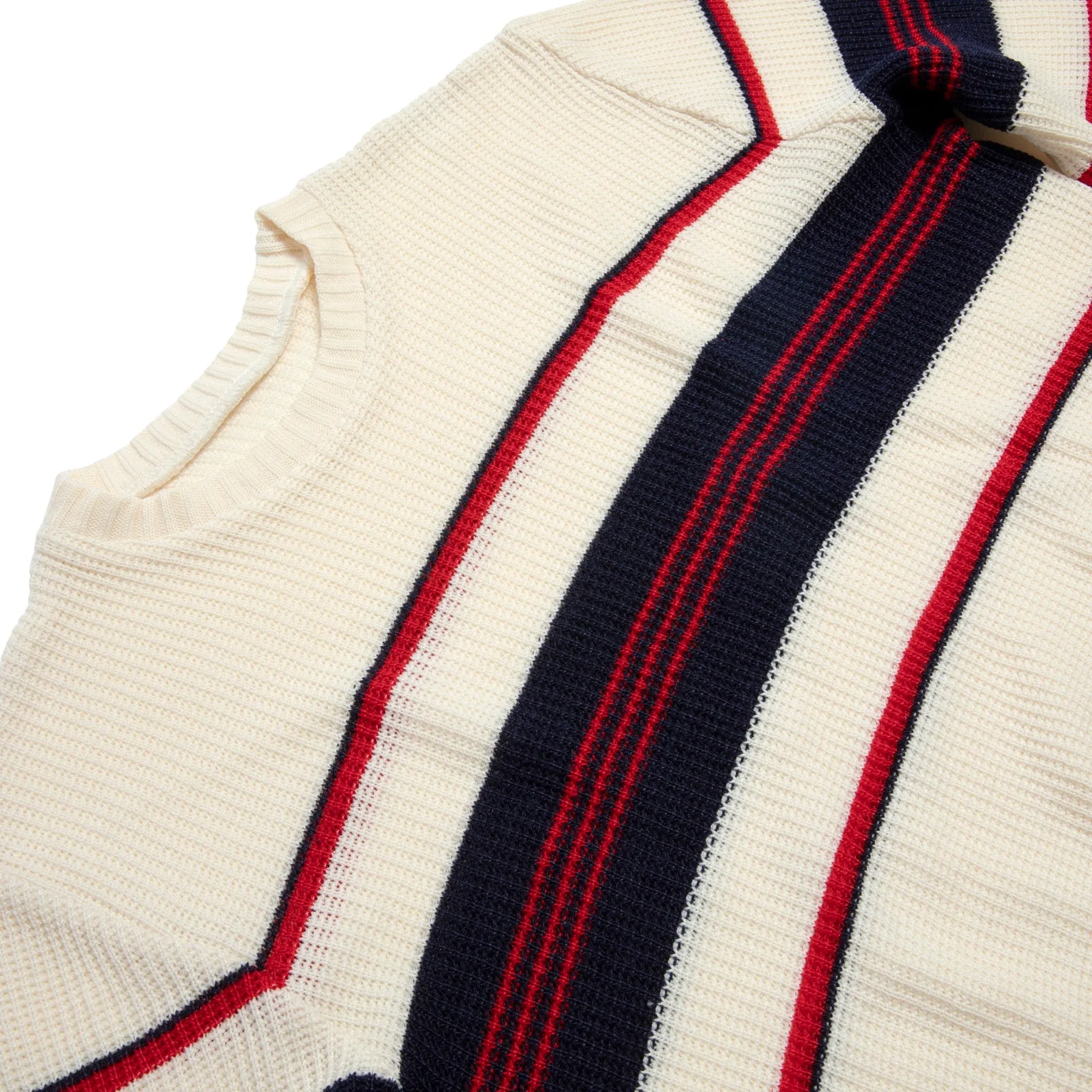 Varsity Intarsia Waffle Stitch Crew Neck Pullover Sweater