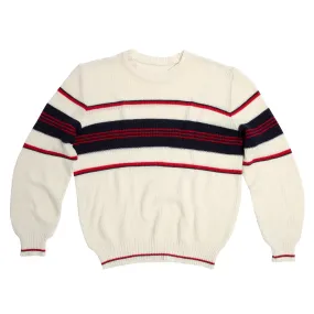 Varsity Intarsia Waffle Stitch Crew Neck Pullover Sweater
