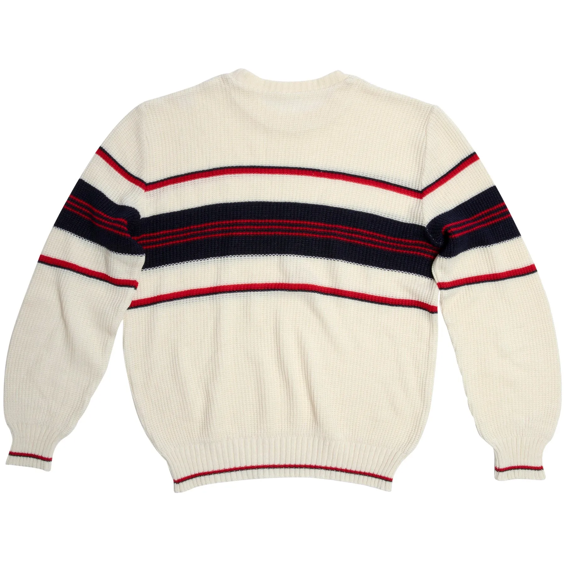 Varsity Intarsia Waffle Stitch Crew Neck Pullover Sweater