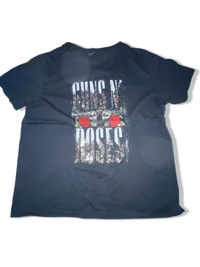 Vintage Black Guns & Roses Graphics womens tees uk 12