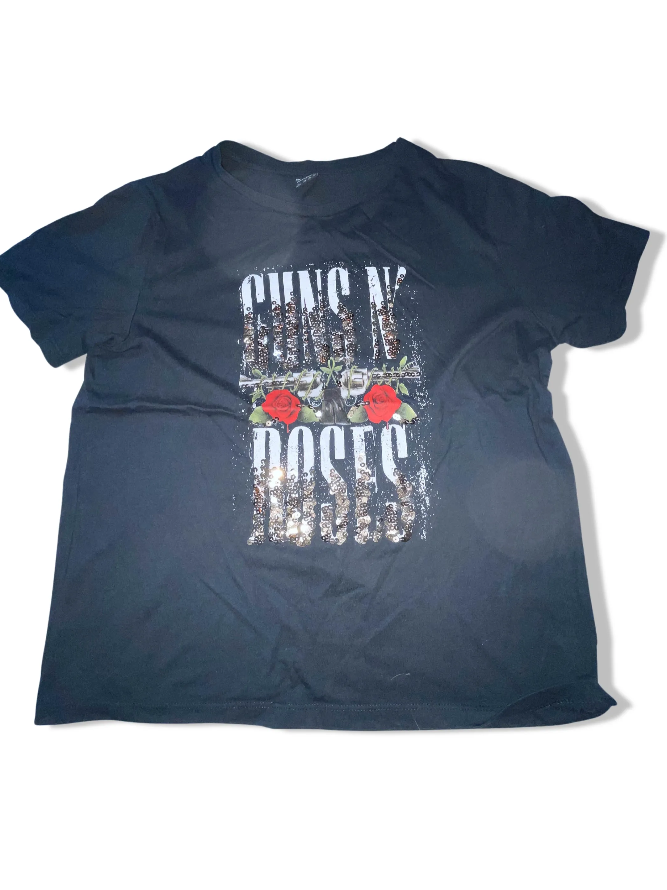 Vintage Black Guns & Roses Graphics womens tees uk 12