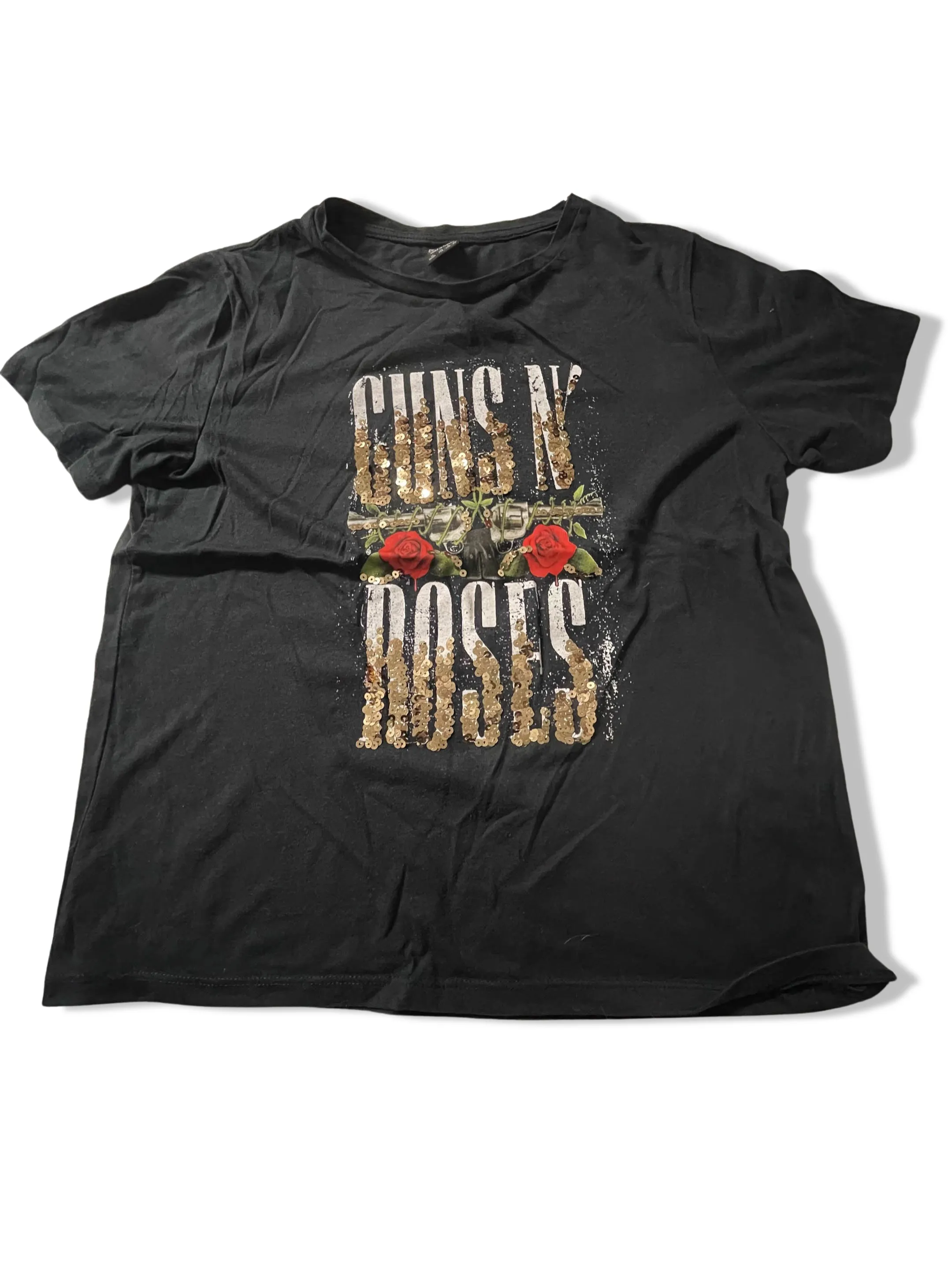 Vintage Black Guns & Roses Graphics womens tees uk 12
